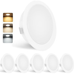 YindaLux Комплект из 6 светодиодных встраиваемых точечных светильников 230 В 3 Вт 3000 К теплый белый 4000 К нейтральный белый 6000 К холодный белый све