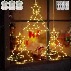 Therlan Рождественское украшение окна освещается, пакет 3 55 светодиодов окна наклейки дерево на батарейках с таймером и пультом дистанционног