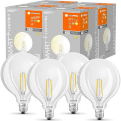 LEDVANCE Умная светодиодная лампа с технологией WiFi, цоколь E27, диммируемая, теплый белый (2400 K), заменяет лампы накаливания 60 Вт, SMART+ WiFi Globe Edison Dimmab