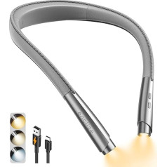 enclize Neck Reading Lamp Book Rechargeable Reading Light for Book in Bed, 3 Brightness Levels, Lightweight, Comfortable Design, Durable, Reading Lamp Neck Perfect for Knitting, Crafts, Camping (Grey)