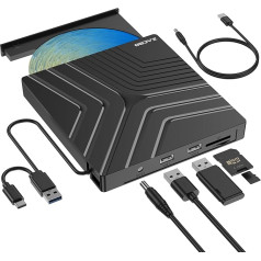Zacro Внешний DVD-привод Внешний USB 3.0 USB C CD-привод для ноутбука настольный ПК MacBook внешний DVD Burner Win 7/8/10/11/XP/Linux/DVD/CD Burner Портативный ультра-тонкий CD