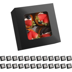 PKGMAGIC Cupcake-Boxen für 4 Löcher, 16 x 16 x 7,6 см, Muffinbox mit Fenster, aus schwarzem Karton, für Cupcakes, Muffins, Kekse, Desserts, Gebäck, 25 Stück