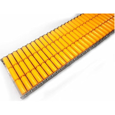 QUSYZD Förderband mit Kunststoff-Skate-Rädern, Schienensystem im Stil, verzinktes PP-Förderband, Durchlaufregal-Entladerolle für Paletten, Kartons, LKWs und Anhänger,Yellow-Length-125cm