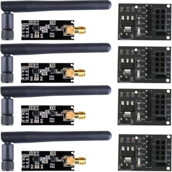 Gokoti 4 x NRF24L01+PA+LNA Беспроводной модуль с антенной на 1100 метров с адаптером беспроводного модуля NRF24L01 3.3V