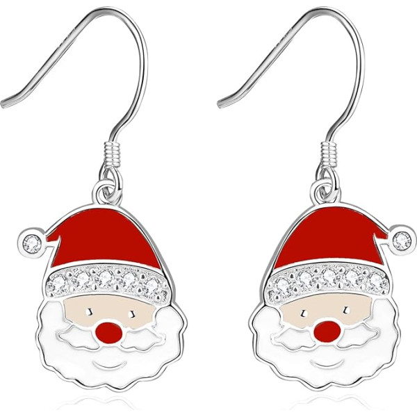 Серьги Санта - олень, снеговик, елка - 925 стерлингового серебра висячие рождественские украшения для женщин - подарки для рождественской веч