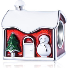 Рождественский браслет Xmas Charms Fit European Christmas Bracelet, дом Санты, елка из розового золота, олень, снеговик, зимние шармы-снежинки из серебра 925 про