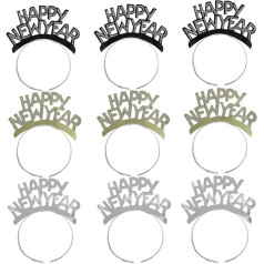 Amosfun Пакет из 12 Счастливый Новый Год Оголовье Тиара для Женщин Человек Новый Год Вечеринка Поставки Новый Год