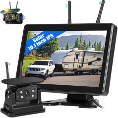 CAMECHO Солнечная камера заднего хода беспроводная с 10,1-дюймовым сенсорным экраном, 10000 мАч магнитная 720P беспроводная камера IP68 водонепроница