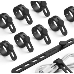 100 Stück Silikon Kabelbinder, Wiederverwendbare Kabelorganisator 12x120mm, Elastische Kabelbinder mit Verschlussschnalle, Flexibler Kabelmanager für Büro, Küche, Zuhause, Schwarz