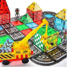 Набор магнитных блоков для строительства дорог, 70 деталей, выдвижной набор магнитных дорог, набор магнитных блоков для строительства доро