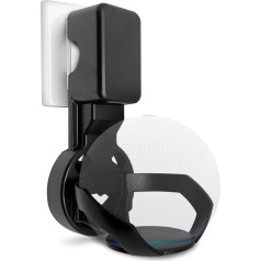 Wandhalterung für Echo Dot 4/Dot 5, Steckdosenhalterung, mit Integriertem Kabelmanagement, Platzsparend, Keine Schrauben, Halterung für Küche, Badezimmer, Schlafzimmer