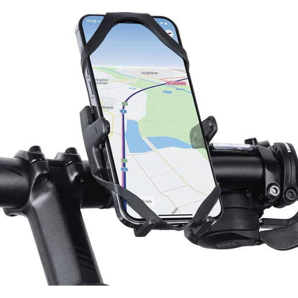 Универсальный велосипедный держатель для мобильного телефона Wicked Chili совместим с Xiaomi Mi 11, Samsung Galaxy 20 FE, iPhone 13 Pro и смартфонами с макс. 76 мм - То