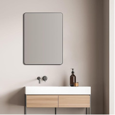 Зеркало Talos Picasso Design Mirror Black 60 x 80 см с высококачественной алюминиевой рамой для нестареющей атмосферы Идеальное зеркало для ванной комнаты 