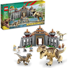 LEGO Jurassic Park Visitor Center T. rex & Raptor Attack 76961 Игрушка динозавр для сборки, подарок подросткам и детям от 12 лет, в комплекте фигурка скелета дино, 6 мини