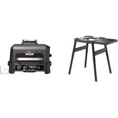 Электрический гриль Ninja Woodfire Pro XL, большой гриль 4-в-1 на открытом воздухе, регулируемая подставка и боковой столик