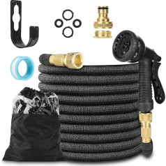 LINGKY Гибкий садовый шланг 7,5 м, гибкий шланг для воды с тройным латексным сердечником, расширяемый гибкий шланг с соединениями 1/2 дюйма и 3/4 д