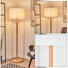 HOFSTEIN Flemming Floor Lamp, деревянный напольный светильник в современном бохо-дизайне, тканевый абажур, диаметр 50 см, 170 см, E27, с ножным выключателем - 