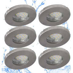 Trango Комплект из 6 6729IP65-069MOSD IP65 светодиодных встраиваемых точечных светильников из матового алюминия, включая 6x 3000K теплый белый 3 уровня дим