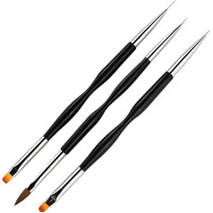 LZZYFPX 1/3 Stück Nagel-Zeichenstift, professioneller Dual-End-Nail-Art-Pinsel, Acryl, rund, flach, Malerei, Zeichnung, Liner, Maniküre, Nagelwerkzeuge(3pcs B)