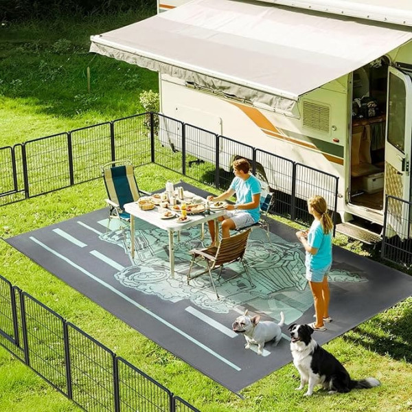 FXW LET'S ROLL RV Rug, полностью покрывающий кемпинг, совместимый с манежем для собак, домашний комфорт для поездок на автофургоне 30 x 24 фута, зеленый
