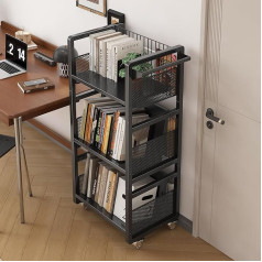 Книжная тележка Ornestia с колесами, 200 фунтов, библиотечная тележка с ручкой, односторонние L-образные плоские полки для дома, офиса и школы, с 3 