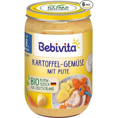 Bebivita Меню с 8 месяцев Овощи с картофелем и индейкой, упаковка из 6 (6 x 220 г), средняя