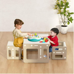 Hoopyosms Детский стол Монтессори и 2 стула, детский пластиковый стол с табуретками, стол и стулья для детей дошкольного возраста, образователь