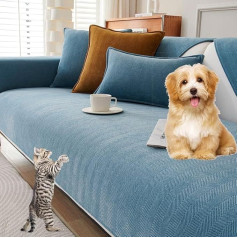 ‎Santuo SANTUO Sofa Protector Non-Slip Sofa Cover Sofa Cover L Shape Corner Couch Machine Washable Couch Cover Sofa Blanket Sofa Protection Dog Cat Scratch Protection, Blue2-110 x 240 cm
