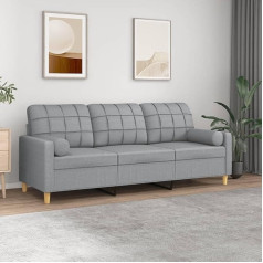 ‎Homgoday Homgoday 3 Seater Sofa with Light Grey Cushions 180cm Fabric Sofa Bed Living Room Couch Sofas Outdoor Garden Living Room Patio Outdoor