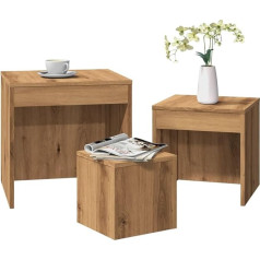 ‎Wkieqaco WKIEQACO Столы, акцентные столы, торцевые столы, матрешки, комплект из 3, искусственная древесина дуба