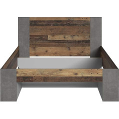 ‎Forte Кровать для подростковой комнаты FORTE Clif, поверхность для лежания 140 x 200 см, древесный композит, винтажный декор под старое дерево и бето