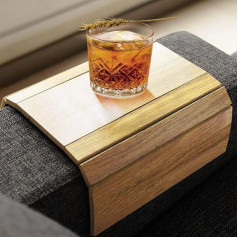 Besto Складной деревянный поднос для дивана, подлокотник и органайзер для напитков, закусок, журналов и пульта дистанционного управления, кв