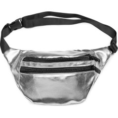 styleBREAKER металлическая сумка на молнии, сумка на пояс, сумка на бедро, женская 02012243, цвет серебристый