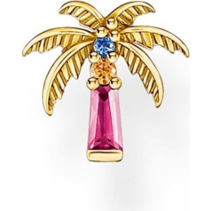 THOMAS SABO Single Stud Earrings Palm Tree with Colourful Stones Recycled 925 Silver 18k Gold Plating H2285-488-7, стерлинговое серебро, без драгоценных камней