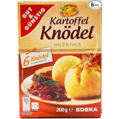 Gut & Günstig Картофельные клецки Half & Half 200 г Тонкие клецки из картофеля Готовая еда Идеально подходит в качестве гарнира к жаркому, мясным блюда