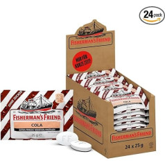 Кола для хранения Fisherman's Friend, эксклюзивный сорт с ментоловым вкусом, без сахара и веганский, сладости колы для свежего дыхания, 24 x 25 г.