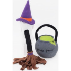 ZippyPaws Комплект костюма ведьмы на Хэллоуин с игрушкой, милый и забавный наряд для больших и маленьких щенков, OSFM - френчи, немецкая овчарка, п