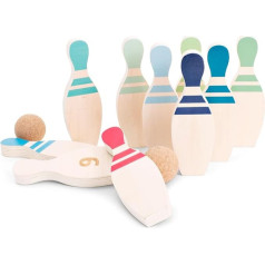 Деревянная игра в кегли BS Toys - Игрушка для дома и улицы - Развивает командную работу и распознавание образов - Для детей от 3 лет и старше - 2-4 и