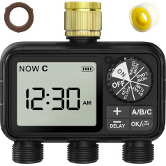 Компьютер для полива Xtsuen с 3 независимыми управляемыми выходами, часы полива с задержкой дождя/автоматическим и ручным режимом, большой эк