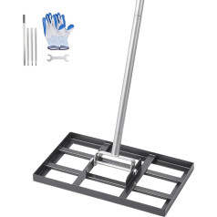 VEVOR Скребок для газона, выравнивающий скребок с ручкой 198 см, основание 431 x 254 мм, устойчивые к ржавчине грабли из углеродистой стали, 5 регули