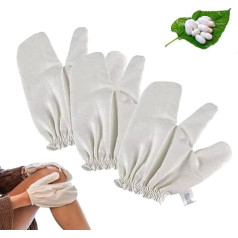 Garshana Gloves Silk, Garshana Gloves Raw Silk Massage Gloves Ayurvedic Massage Dry Brushing, Exfoliating Garshana Gloves (3PCS)