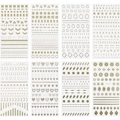 eMagTech 8 листов 3D Металлические наклейки для ногтей Самоклеящиеся наклейки для ногтей Геометрические наклейки для ногтей Линии для ногтей Л