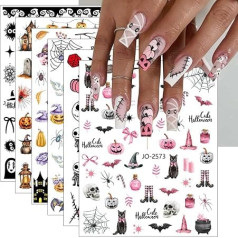 JMEOWIO наклейки для ногтей Хэллоуин 12 листов наклейки для ногтей самоклеящиеся наклейки для ногтей украшения ногтей дизайн аксессуары