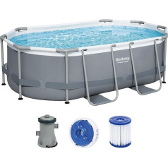 Bestway Power Steel Frame Pool Set with Filter Pump 305 x 200 x 84 cm Oval Grey