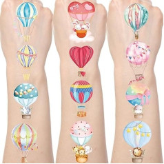 Heißluftballon Temporäre Tattoos - Gameza 200+ Heißluftballon Party Dekorationen Supplies Gefälligkeiten Süße Heißluftballons Tattoos Aufkleber für Kinder Heißluftballon Geburtstag Dekoration Dekor