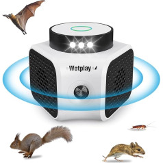 1 x Ультразвуковой отпугиватель мышей Mice Repel 360°, оснащен светодиодными лампами, уменьшает шум и успокаивает, подходит для гостиной, кухни и 