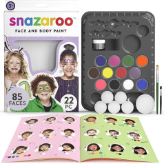 Snazaraoo 1172247 Ultimate Party Set with Organic Glitter - 12 цветов грима, 1 органический глиттер, фиксирующий гель, 2 кисти, 6 спонжей, инструкция - аква-грим для детей 