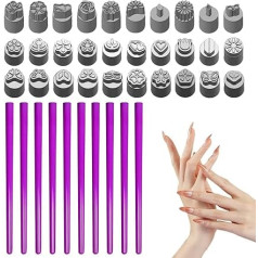 Набор штампов для ногтей, инструменты для штамповки ногтей для женщин, набор штампов для ногтей с 10 съемными держателями + 30 насадок в форме