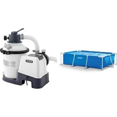 Intex Krystal Clear SX925 Система песчаных фильтров, скорость циркуляции 2 000 л/ч, 26642, белый и прямоугольный каркасный бассейн - Надземный бассейн - 300 x 20