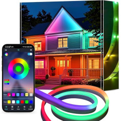 calflux Неоновая светодиодная лента 20 м, Bluetooth RGB Гибкая светодиодная лента Fairy Lights, IP65 Водонепроницаемая светодиодная лента с пультом дистанци